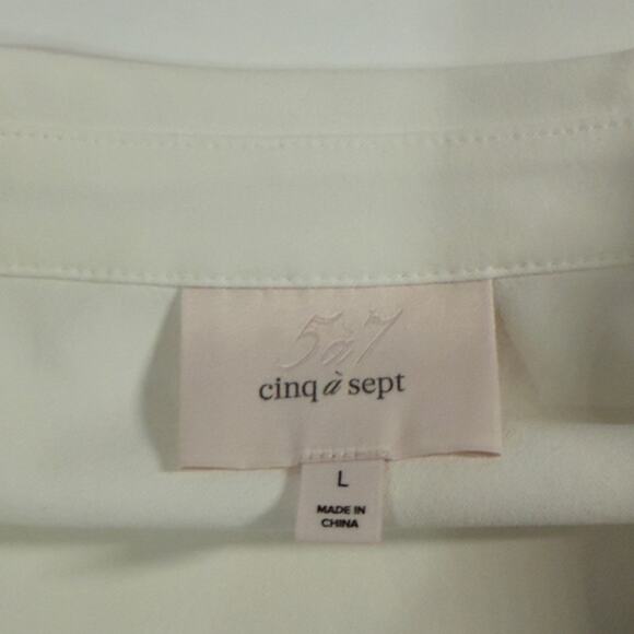 Cinq à Sept L McKenna Twist Front Long Sleeve Blouse in Ivory Career *flaw - Picture 4 of 11